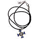 Necklace with St. Benedict Celtic cross, blue 2x2cm s5