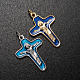 Pendant cross in metal and blue enamel, Mary and Christ 34mm s2