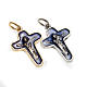 Pendant cross in metal and blue enamel, Mary and Christ 25mm s1