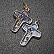 Pendant cross in metal and blue enamel, Mary and Christ 25mm s2
