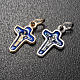 Pendant cross in metal and blue enamel, Mary and Christ 18mm s2
