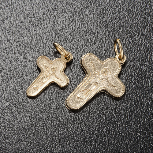 Pendant cross in golden metal, Mary and Christ 3