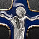 Crucifix métal vernis bleu, vierge et Christ 86 mm s3