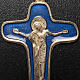 Ciondolo croce metallo smalto blu Maria e Cristo 47 mm s3