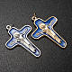 Pendant cross in metal blue enamel, Mary and Christ 47mm s2