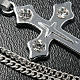 Cross pendant, trefoil in metal with rhinestones and chain s4