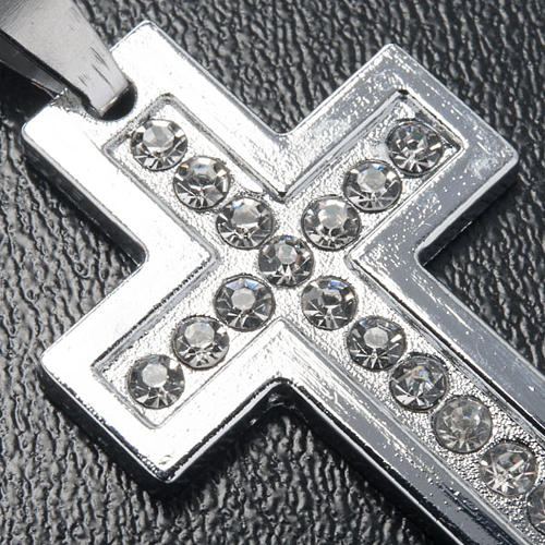 Kreuz Anhänger Metall und Strass mit Kette 3