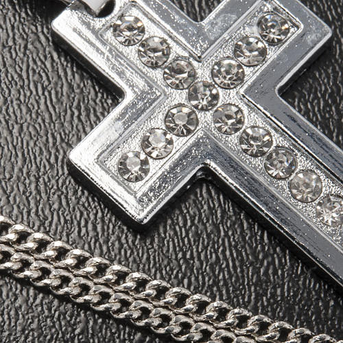 Kreuz Anhänger Metall und Strass mit Kette 4