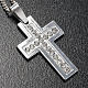 Cross pendant, classic in metal with rhinestones and chain s2