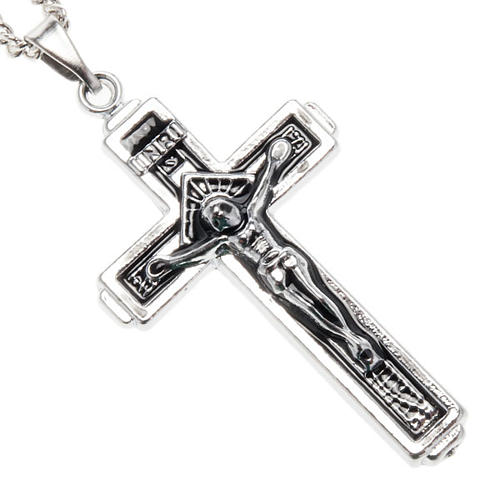 Cross pendant in steel with chain 1