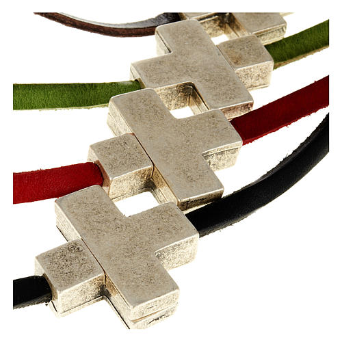 Kette mit Kreuz aus Metall und Leder Medjugorje 3