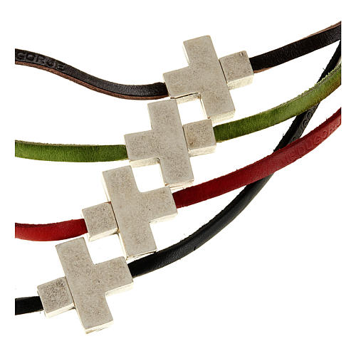 Religious necklace in leather with cross 1