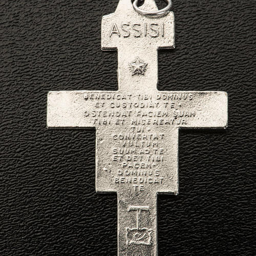 Saint Damien cross pendant, silver metal 4.2cm 3
