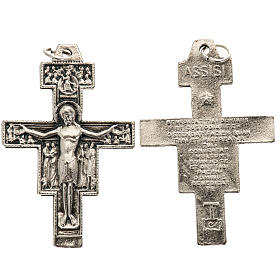 Pendente croce San Damiano metallo argentato h 4,2 cm