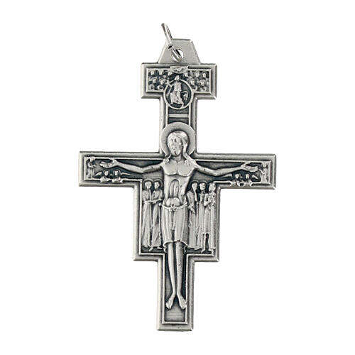 Pendente croce San Damiano metallo argentato h 4,2 cm 1