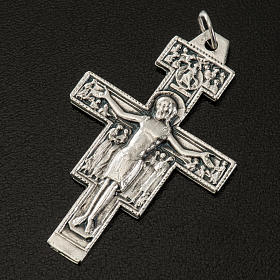 Saint Damien cross pendant, silver metal 4.2cm