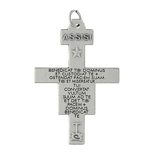 Saint Damien cross pendant, silver metal 4.2cm 2