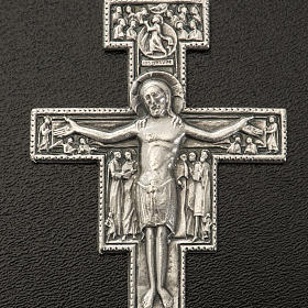 Colgante Cruz San Damiano metal plateado 5cm