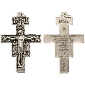 Pendente croce San Damiano metallo argentato h 5,8 cm
