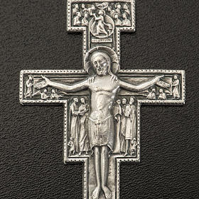 Pendente croce San Damiano metallo argentato h 5,8 cm