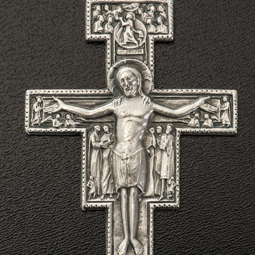 Wisiorek krzyż święty Damian metal posrebrzany 5,8cm 2