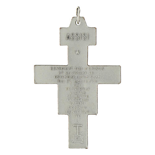 Saint Damien cross pendant, silver metal 5.8cm 2