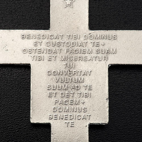 Saint Damien cross pendant, silver metal 8.5cm 3