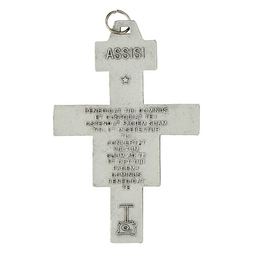 Colgante 8,5 cm Cruz de San Damián metal plateado 2