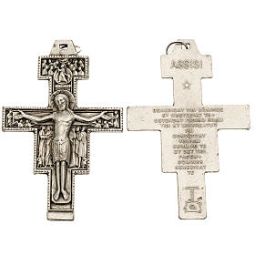 Pendente croce San Damiano metallo argentato h 8,5 cm
