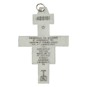 Saint Damien cross pendant, silver metal 8.5cm