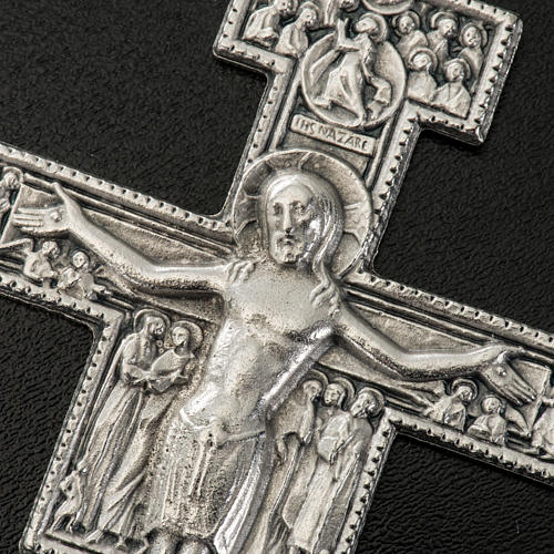 Saint Damien cross pendant, silver metal 8.5cm 2