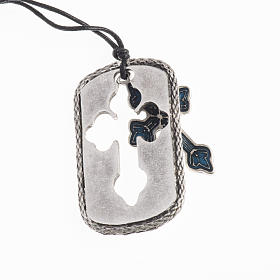 Cross pendant, light blue enamel
