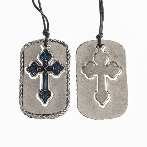 Cross pendant, light blue enamel 1