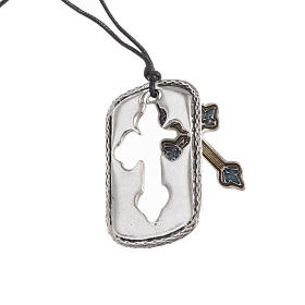 Cross pendant, convex, amber light blue enamel