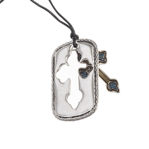 Cross pendant, convex, amber light blue enamel 2