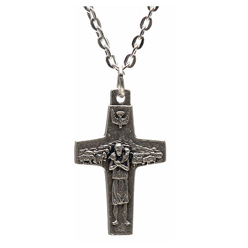 Collier croix Pape François métal 3x1,6 cm 1
