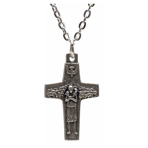 Collana croce Papa Francesco metallo 3x1,6 1