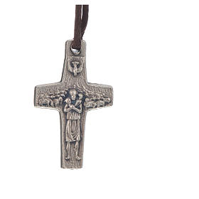 Pope Francis cross necklace metal 2x1.4cm with twine