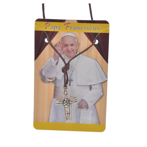 Pope Francis cross necklace metal 2x1.4cm with twine 3