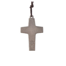 Kreuz Papst Franziskus Metall mit Band, 4x2,6cm