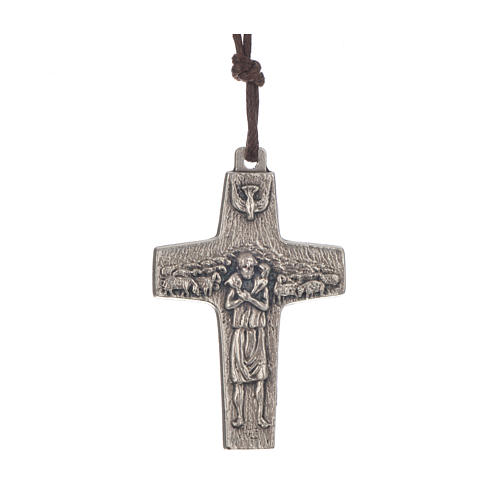 Collar Cruz del Papa Francisco metal 4x2,6cm con cuerda 1