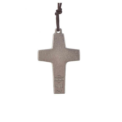 Collar Cruz del Papa Francisco metal 4x2,6cm con cuerda 2