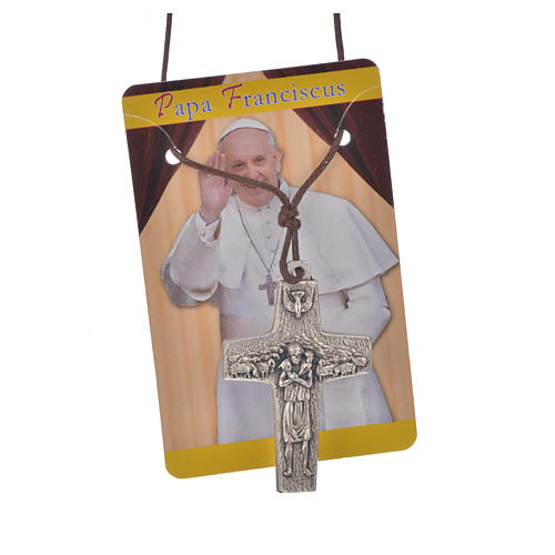 Wisiorek krzyż Papież Franciszek metal 4 X 2,6cm ze sznurkiem 3