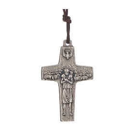 Colar cruz Papa Francisco metal 4x2,6 cm com fio