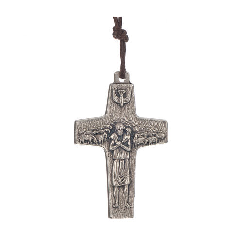 Colar cruz Papa Francisco metal 4x2,6 cm com fio 1