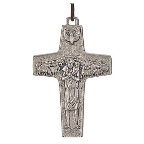 Kreuz Papst Franziskus Metall mit Band, 8x5cm