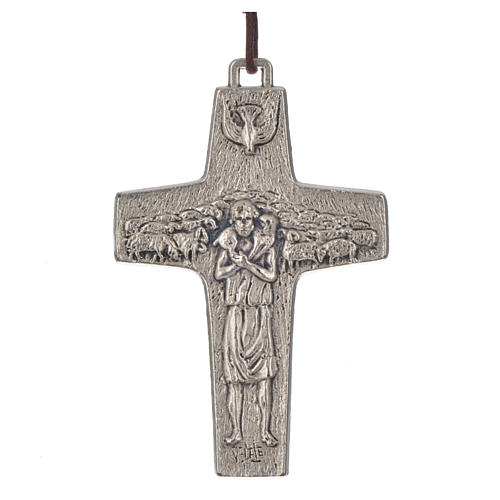 Kreuz Papst Franziskus Metall mit Band, 8x5cm 1