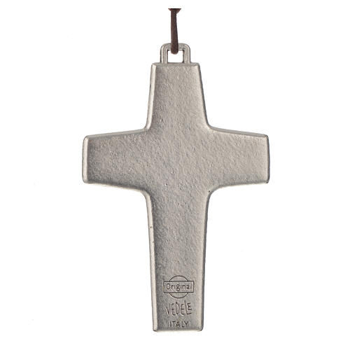 Kreuz Papst Franziskus Metall mit Band, 8x5cm 2