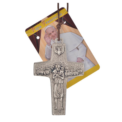 Kreuz Papst Franziskus Metall mit Band, 8x5cm 3