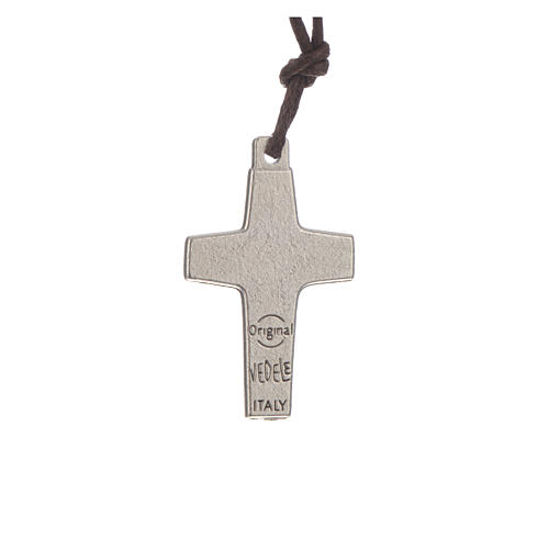 Collier croix Pape François 2,8x1,8 cm corde 2